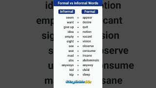 Formal vs Informal Words #learnenglish #shorts #english #englishvocabulary