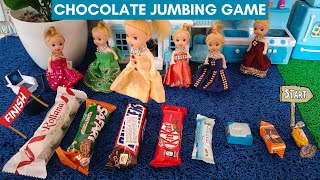 Chocolate jumbing game 🥳💥 யாருக்கு எந்த Chocolate🤩|Barbie Fun Tamil|Barbie show tamil|Barbie tamil