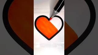 🔅 Paint Orange" 🧡 "With Pencil On Blank Space on Heart With Black Stripes? #reels #shorts