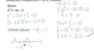 9.2 Quadratic Inequalities one variable