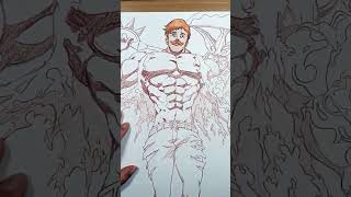 Drawing The Seven Deadly Sins - Escanor with colored pencils #shorts