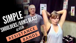 Shoulders and Arms Exercise Combination with Resistance Bands Only! Tone and Tighten for Women!