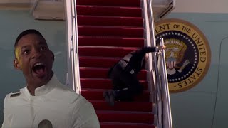 Joe Biden stumbles and takes a knee on the steps of Air Force One (After Earth)