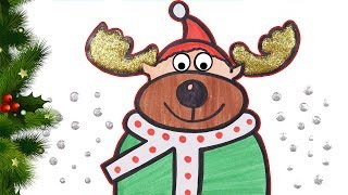 Dibujar y Colorea el Reno | Navidad 🎅 🎄 | Dibujos Para Niños | Aprender Colores & Español y Inglés