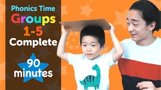 Group 1-5: All Main Lessons | Phonics Time with Masa and Junya | Made by Red Cat Reading