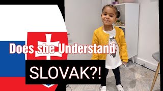 2 Year Old speaks SLOVAK! Asking my Tr-lingual daughter SLOVAK QUESTIONS! ft hubs and kid!