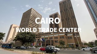 Walking in Cairo world trade center along Nile river Egypt  travel 沿尼罗河步行在开罗世贸中心周边