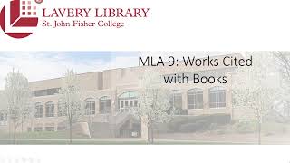 MLA 9: Works Cited with Books