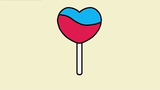 How to Draw Heart Candy, Lollipop Drawing, Draw and Color Lollipop, Draw Heart Candy, Easy Drawing