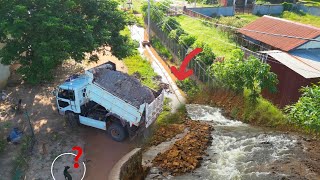 Incredible! Twin Sewer System Installation & Dump truck unloading soil: Heavy Dozer in Action!