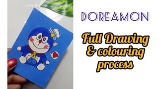 Doreamon full drawing & colouring process.Cute polaroid idea 😀#doreamon #art #drawing #colourning