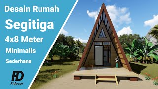 Membuat Desain Rumah Segitiga Minimalis Sederhana 4x8 Meter | Rumah Kayu Kebun Minimalis