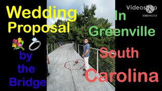 Wedding proposal caught in camera by the bridge in Greenville, South Carolina