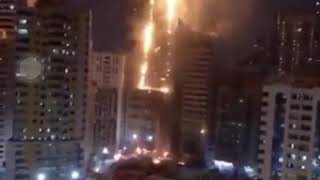 Fire in Dubai Sharjah की Al Nahda 50 Floor Ke Tower me Fire(3)