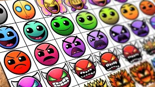 Drawing 1-36 LVL GEOMETRY DASH Difficulty Faces / How to color GEOMETRY DASH