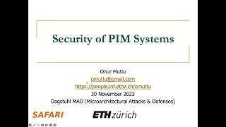 Security of PIM Systems: Invited Talk at Dagstuhl MAD Seminar - 30.11.2023