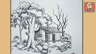 beautiful scenery drawing videos | simple scenery drawing