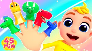 Dino Finger Family + MORE Nursery Rhymes for Kids | Tinytots