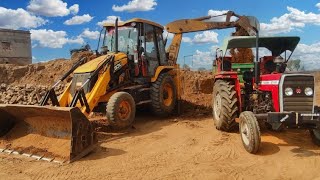 Jcb 3dx Xpert Backhoe Loading Mud in Massey 241 Massey Ferguson Tractor with Trolley|Jcb and Tractor