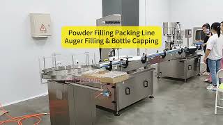 The Powder Filling Packing Line For Jars (Bottle Feeder & Auger Filler & Inner Capper & Out Capper)