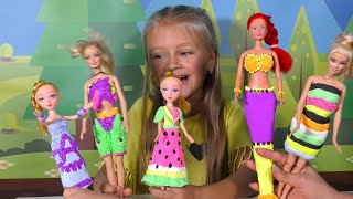 ПЛАТЬЯ из ПЛАСТИЛИНА для КУКОЛ своими руками! Dress for Barbies Dolls Creative Fun for Kids