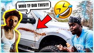 DESTROYED HIS TRUCK PRANK!!!  (GONE TERRIBLY WORNG)