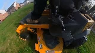 Mowing grass with a Hustler zero turn