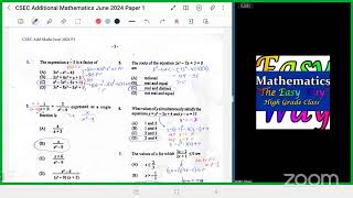 CSEC Additional  Mathematics June 2024 Paper 1 Solutions