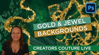 Luxe Jewel & Gold Abstract Art Backgrounds in Photoshop via Gem Texture Styles & Multicolor Brushes