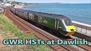 RD25436vid.  GWR 'Castle Class' HSTs at Dawlish.