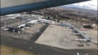 Take off from Manchester (MAN) to Glasgow (GLA) Flybe BE2995 reg G-JECN