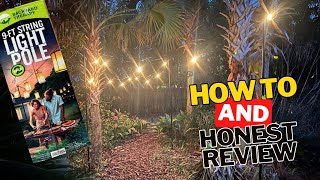 HOW TO Install DIY String Light Poles by BACKYARD THERAPY + Honest Review  (NO Digging required!)