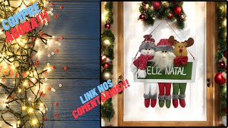 COMPRE AGORA!!! Guirlanda Decorativa com Placa Feliz Natal, Papai Noel, Boneco de Neve e Rena