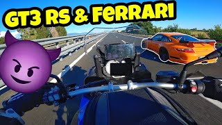 Supercars VS Moto - L'XR si fa rispettare | Ferrari + Porsche GT3 RS