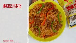 Jollof Spaghetti with Soya Chunks | Hausa