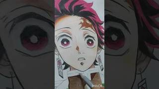 Drawing Tanjiro with pencil colours🔥#shorts #demon slayer #tanjiro #art #shortsfeed #anime #ytshorts