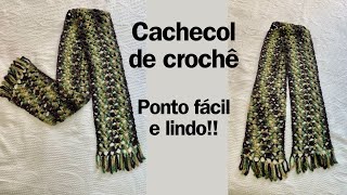 Cachecol de crochê - Padrão fácil e lindo! Rápido de fazer!! Iniciante