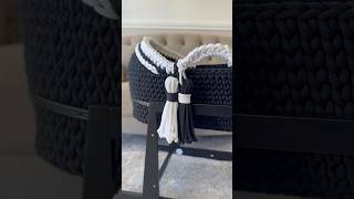 Black and White Crochet Moses Basket #handmademosesbasket #crochetmosesbasket #crochet