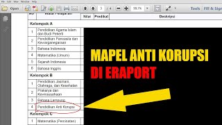 Agar Mapel Pendidikan Anti Korupsi muncul di ERAPORT