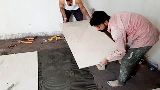 1600x800mm Floor Tile Install Technique || Flooring Big Tile Install || Floor Tile Kese Lagate Hain