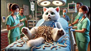 🔥Poor Kitten's Belly Contains Countless Worms! 🔥cat ai, ai stories,ai cat story, cat cute, cute,