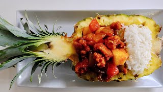 Pineapple 🍍 Boat Chicken Sweet & Sour دجاج صيني حلو حامض