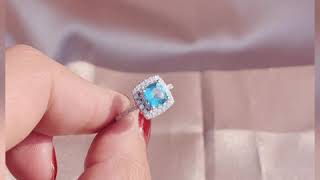 Cushion Cut London Blue Topaz Engagement Ring Wedding Ring