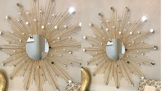 DIY Mirror Wall Decor Hanging / Toothpick Craft Idea / Home Decor / Sunburst Mirror