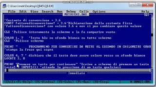 #318  Le variabili costanti nel linguaggio Qbasic .Convertire i metri al secondo in chilometri orari