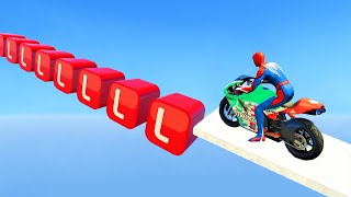 SPIDERMAN and Motorcycles with Lucky Blocks Obstacles Challenge - GTA 5