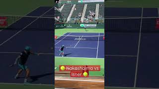 Brandon Nakashima battling John Isner at Indian Wells 2023 Tennis Paradise