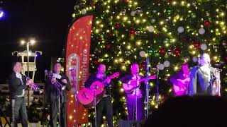 Tree lighting CC Tx mariachi band singing a song.