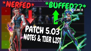 IS CHAMBER BAD?? HUGE Nerfs Patch 5.03 NOTES and AGENT TIER LIST *Neon Buffs??*