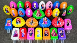 Picking Up Disney Princesses From Waves With Mini Eggs Clay - Satisfying Slime ASRM